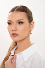 Load image into Gallery viewer, S Berlin Annis Huggie Hoop Earring - Green Moss Agate
