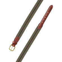 Load image into Gallery viewer, Barrons-Hunter - Olive &amp; Brown Belgian Stretch Leather Tab Belt
