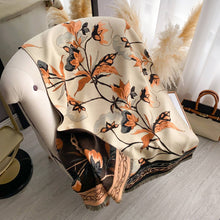 Load image into Gallery viewer, Winding River - Orange / Black Beautiful Bloom Reversible Wrap
