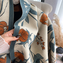 Load image into Gallery viewer, Winding River - Turq / Brown Wild Rose Reversible Wrap
