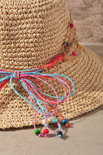 Load image into Gallery viewer, Merveille - Straw Multi Bead Wide Brim Sun Hat
