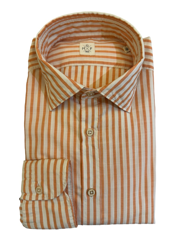 GMF 965 Washed Cotton Stripe Shirt Orange