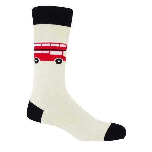 Peper Harow Socks - London Bus Men's Socks - Cream