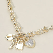 Load image into Gallery viewer, Sensi - 14K Gold Plated Industrial Link Necklace with Charms
