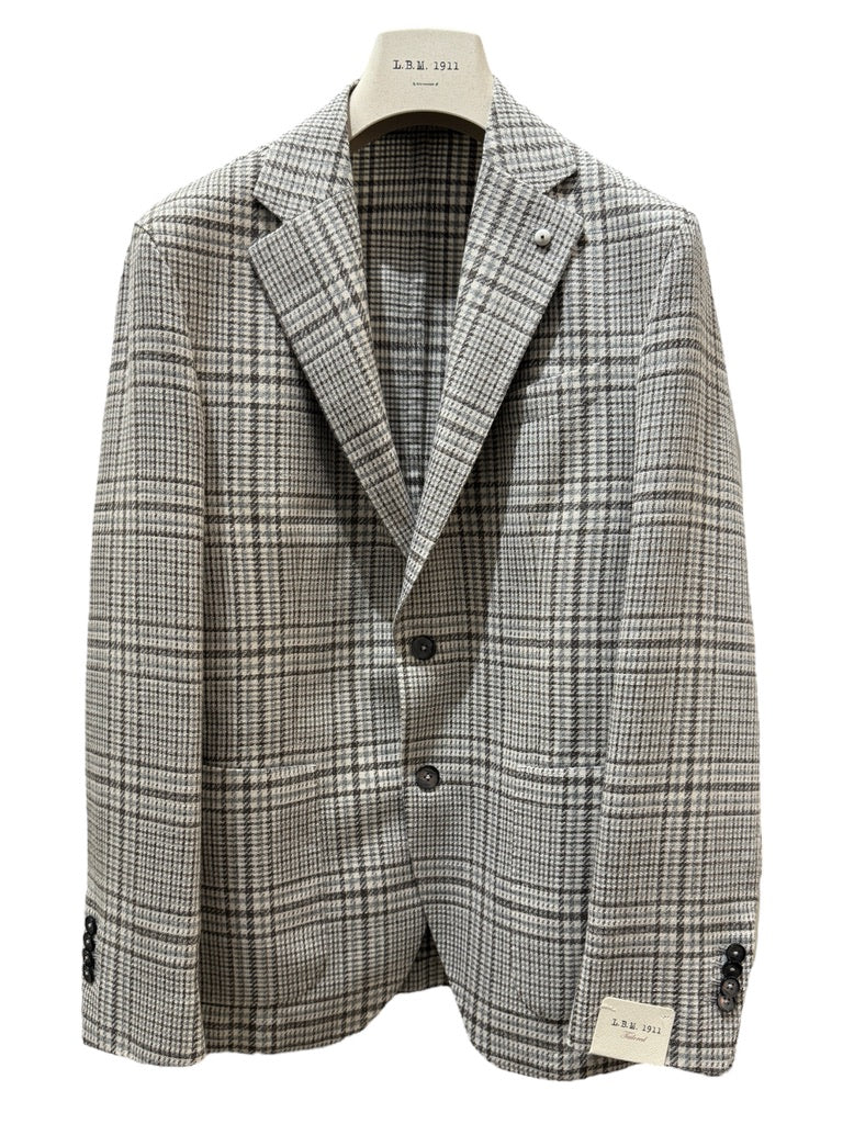 LBM Jack Cotton Sport Coat in Taupe and Grey Plaid