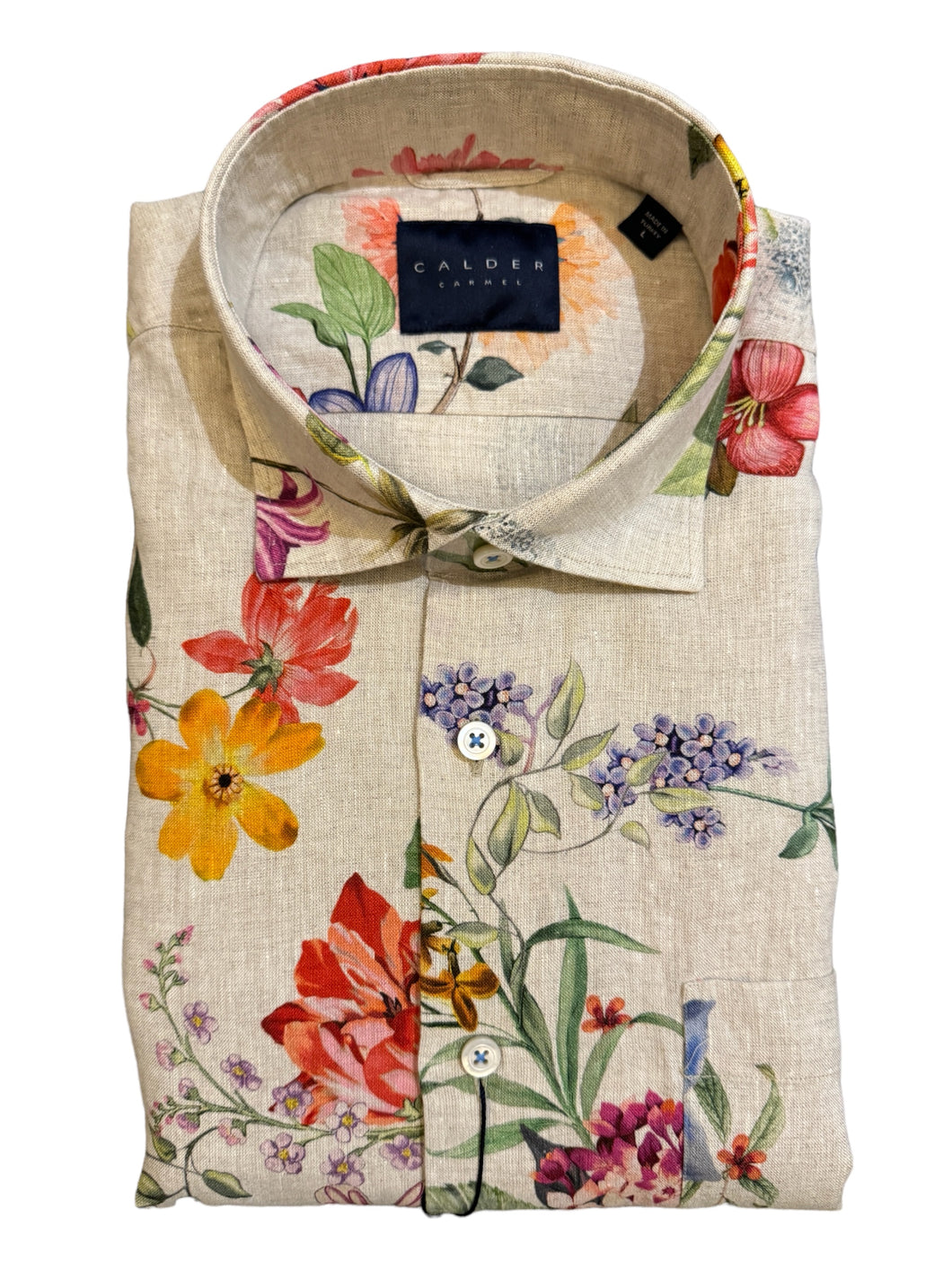 Calder SS Shirt Natural Linen - Multi Floral