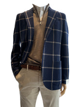 Load image into Gallery viewer, LBM Jack Wool Sport Coat in Navy Windowpane Plaid
