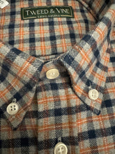 Load image into Gallery viewer, T&amp;V Classic Brushed Cotton BD Shirt in Navy/Grey/Rust Plaid
