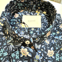Load image into Gallery viewer, Xacus Women's Shirt - Navy w/Pink Flowers
