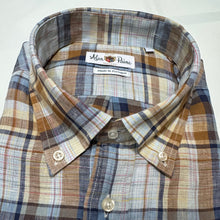 Load image into Gallery viewer, Alan Paine Classic BD Shirt Linen Madras Blue/Brown

