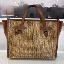Load image into Gallery viewer, Gianni Chiarini Marcella Club Raffia/Leather Medium Satchel
