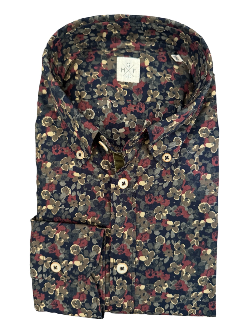 GMF 965 Cotton Floral Print Shirt - Navy