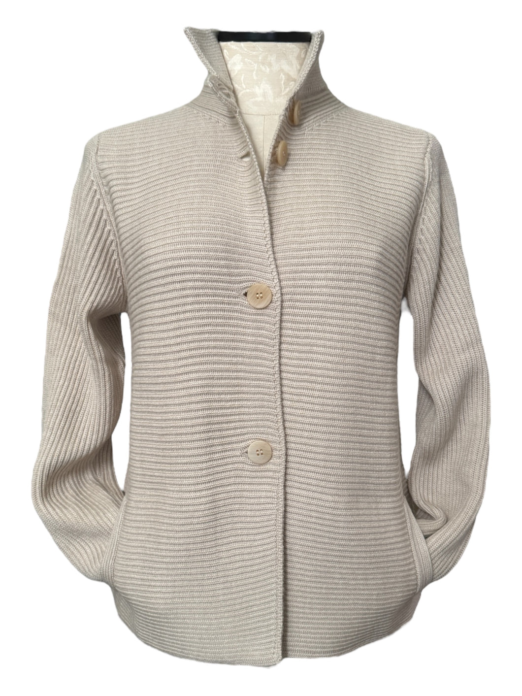 Hubert Gasser Ottoman Stitch Cardigan Jacket - Beige