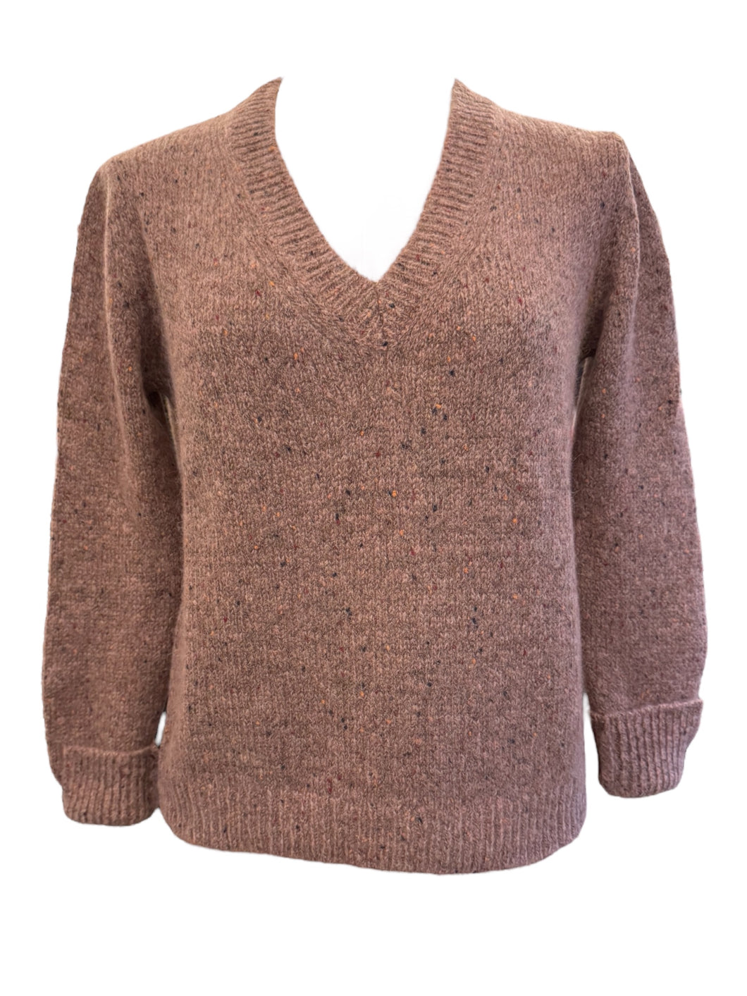 Gran Sasso Women's Alpaca Blend V-Neck Sweater Mauve