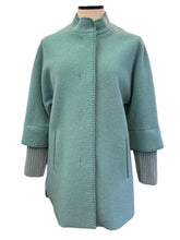 Load image into Gallery viewer, Cinzia Rocca Felted Wool Coat w/Stitch Detail - Soft Turquoise
