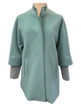 Load image into Gallery viewer, Cinzia Rocca Felted Wool Coat w/Stitch Detail - Soft Turquoise
