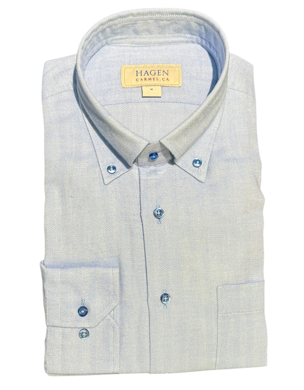 Hagen Shirt Brushed Herringbone Sky