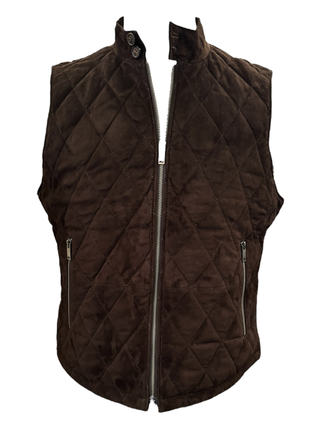 Hagen Russell Quilted Suede Vest - Chocolate