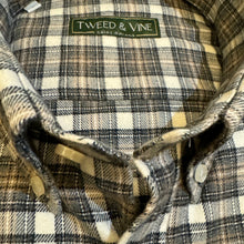 Load image into Gallery viewer, T&amp;V Classic Brushed Cotton BD Shirt in Grey/Camel Plaid
