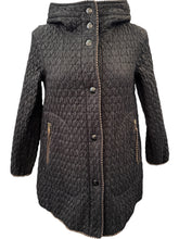 Load image into Gallery viewer, Landi Reversible Quilted Coat with Hood Black/White
