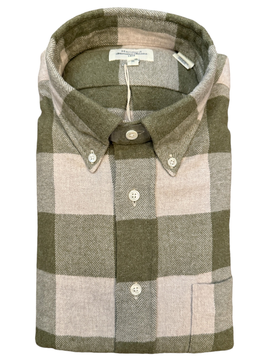 Hartford Pitt Cotton Flannel BD Shirt Army Check