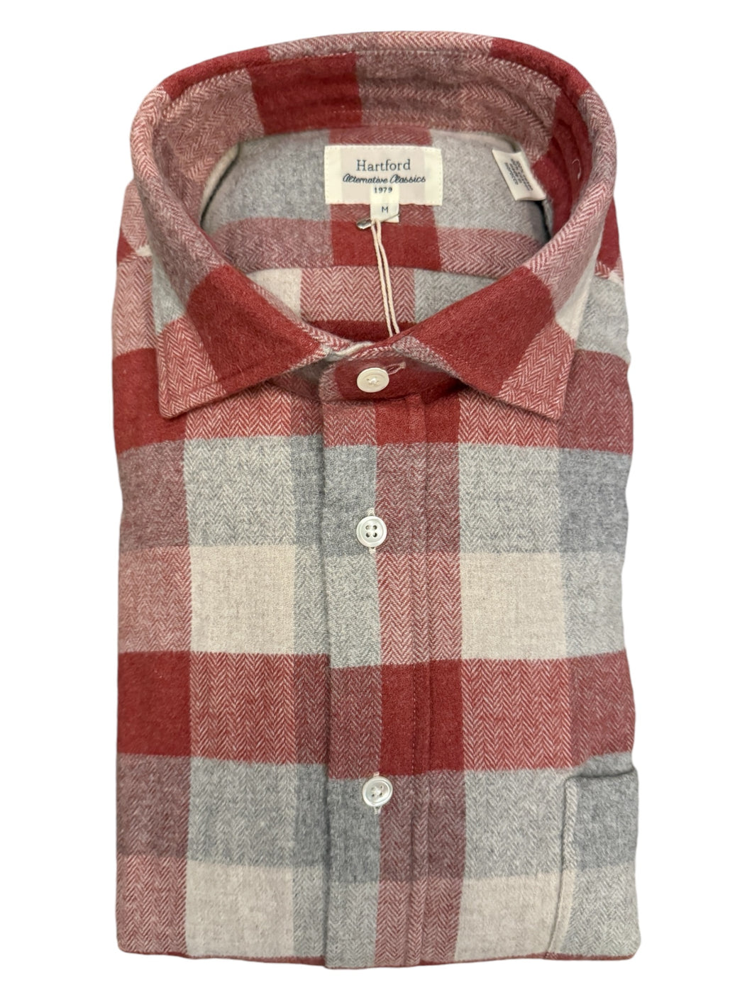 Hartford Paul Cotton Flannel Shirt Red/Natural