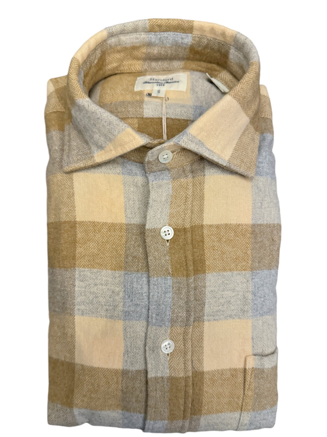 Hartford Paul Cotton Flannel Shirt Yellow/Grey