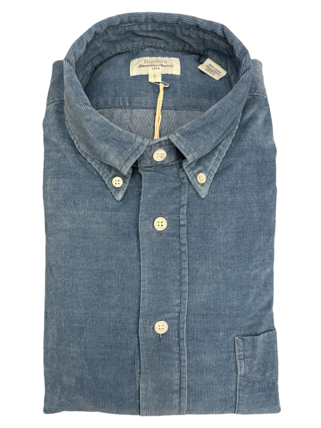 Hartford Pitt Cotton Corduroy BD Shirt Lt. Indigo