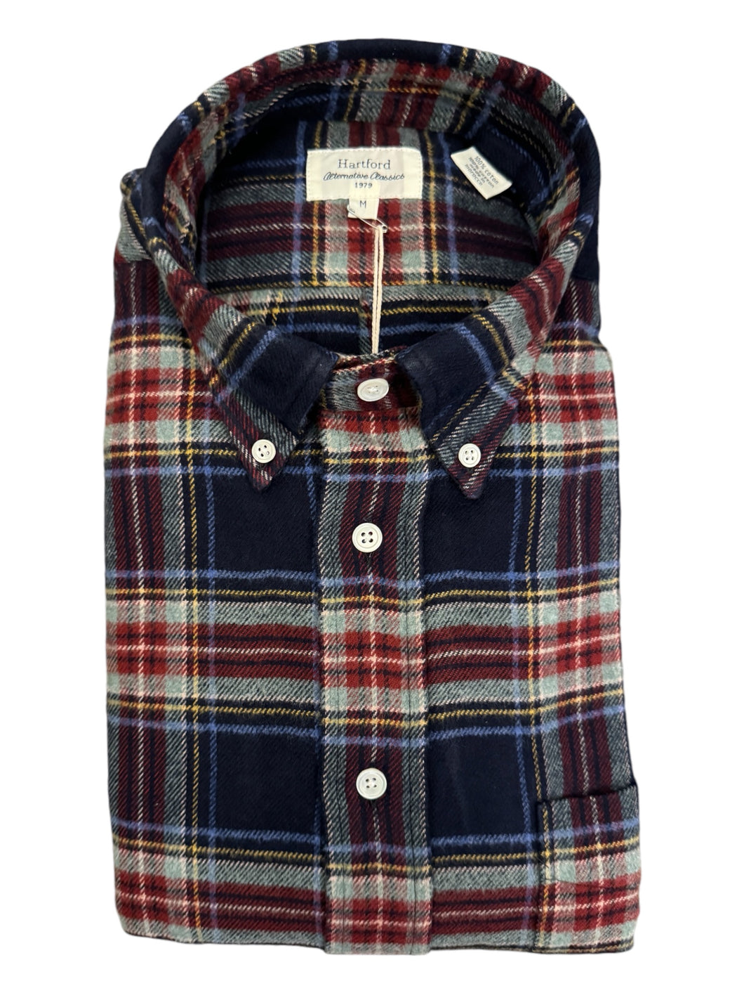 Hartford Pitt Cotton Flannel BD Shirt Indigo/Red