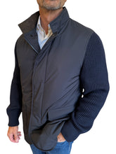 Load image into Gallery viewer, Waterville Arn Nylon Coat with Knit Sleeves Navy
