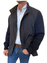 Load image into Gallery viewer, Waterville Arn Nylon Coat with Knit Sleeves Navy
