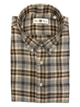 Load image into Gallery viewer, Alan Paine Cotton/Wool BD Shirt Brown Plaid
