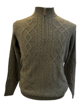 Load image into Gallery viewer, Alan Paine Cashmere Multi Cable 1/4 Zip Mock Sweater Rosemary
