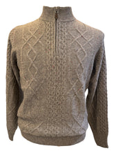 Load image into Gallery viewer, Alan Paine Cashmere Multi Cable 1/4 Zip Mock Sweater Rocky Mountain
