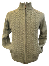 Load image into Gallery viewer, Alan Paine Hawkser Cable Zip Front Mock Neck Sweater Landscape
