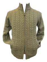 Load image into Gallery viewer, Alan Paine Hawkser Cable Zip Front Mock Neck Sweater Landscape
