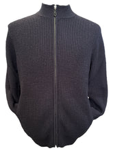 Load image into Gallery viewer, Alan Paine Zip Front Waffle Stitch Sweater Dark Navy
