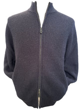 Load image into Gallery viewer, Alan Paine Zip Front Waffle Stitch Sweater Dark Navy
