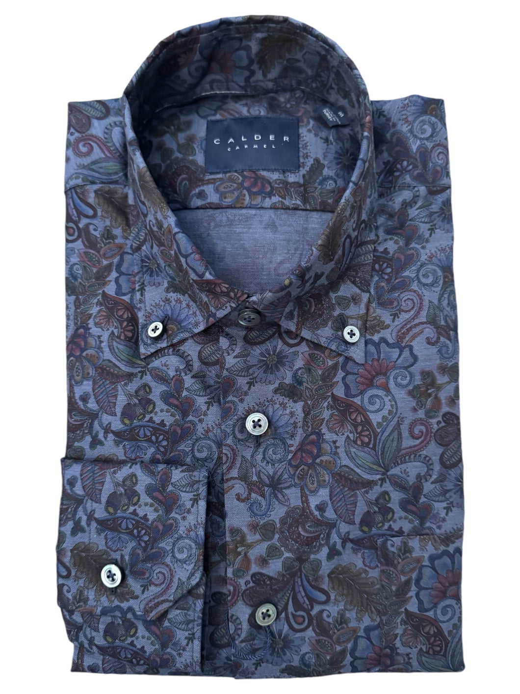 Calder Shirt Melange Twill Ancient Floral Indigo