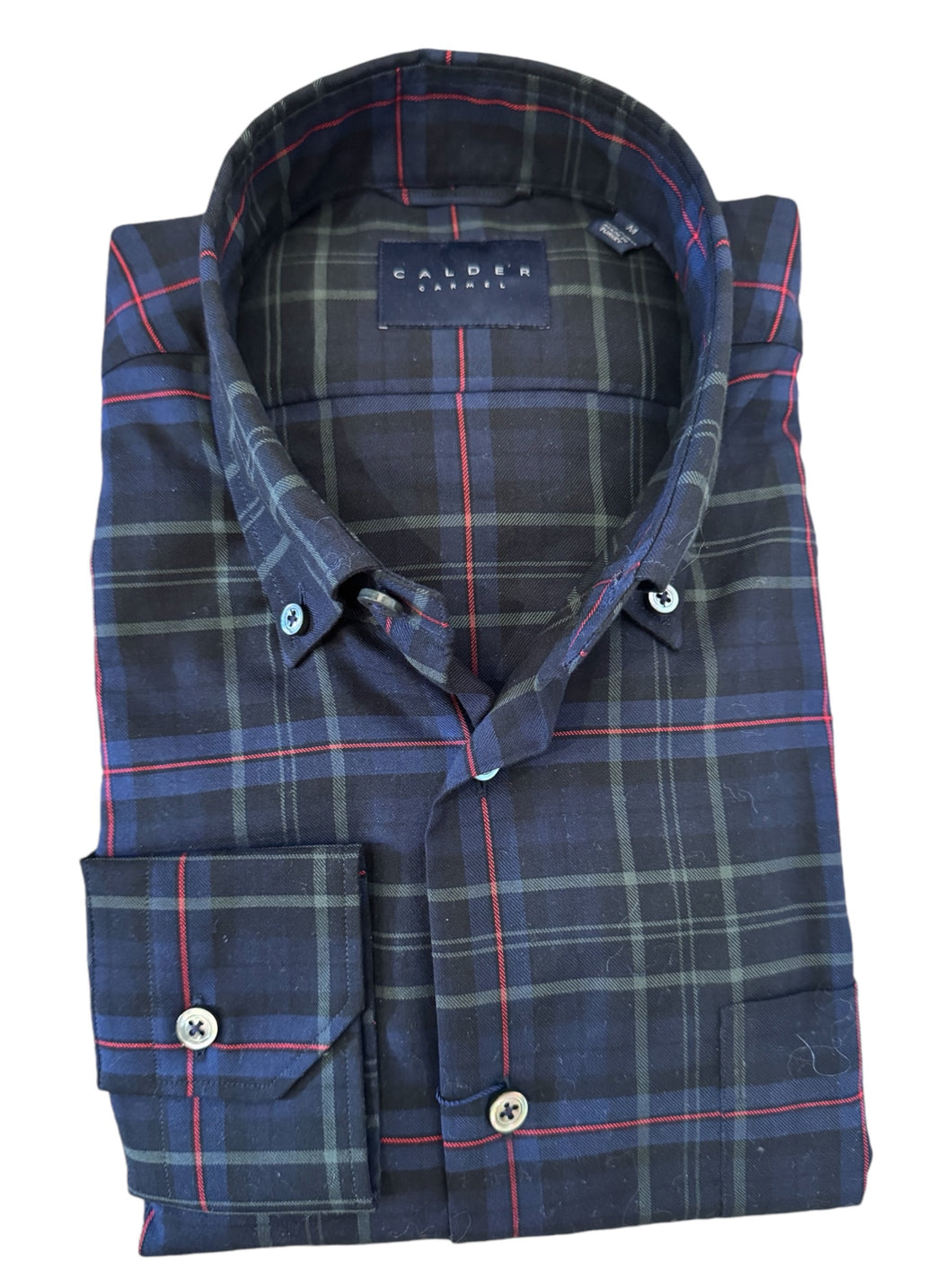 Calder Shirt Melange Twill Exploded Tartan Navy