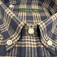 Load image into Gallery viewer, T&amp;V Classic Brushed Cotton BD Shirt in Navy/Brown Plaid
