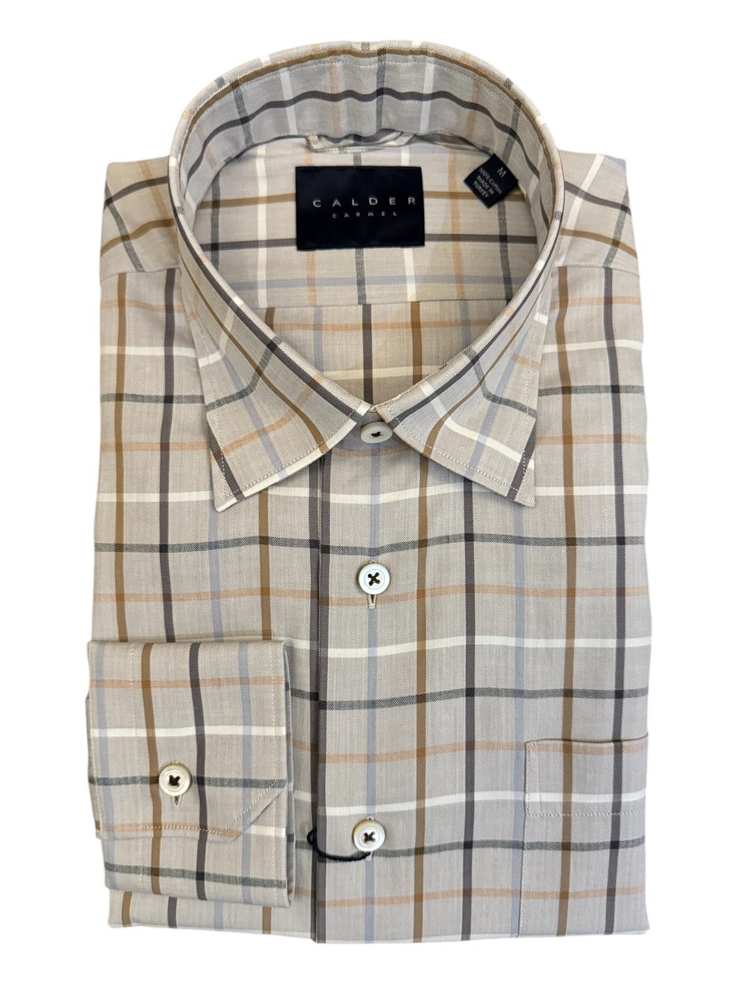 Calder Shirt Melange Twill Herringbone Plaid Fog