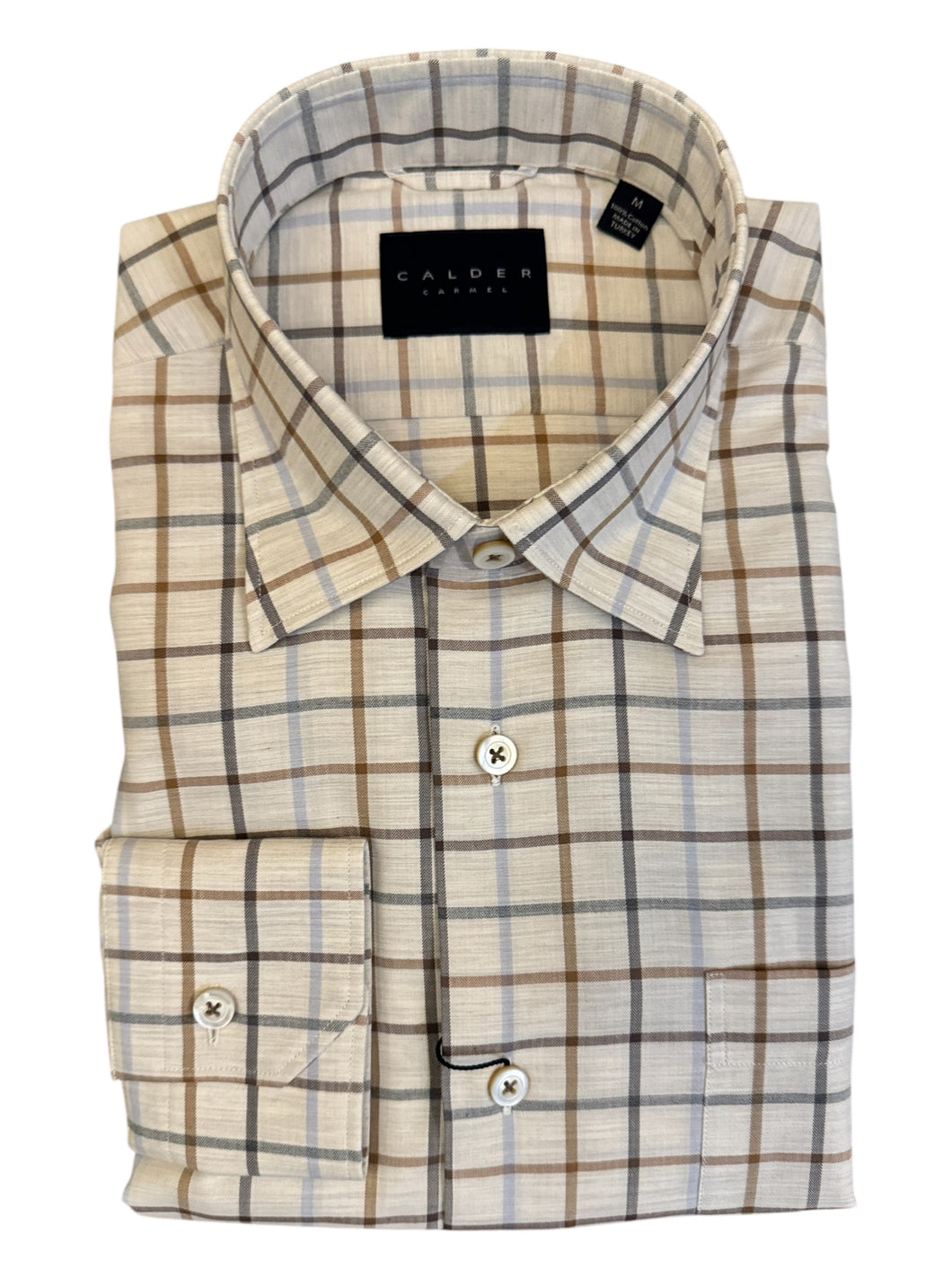 Calder Shirt Melange Twill Herringbone Plaid Sand