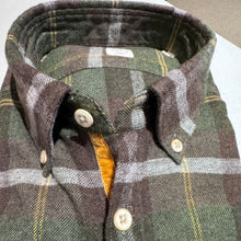 Load image into Gallery viewer, GMF 965 Cotton Flannel Shirt Olive/Brown Plaid
