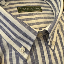 Load image into Gallery viewer, T&amp;V Classic Cotton BD Shirt in Navy and White Stripe
