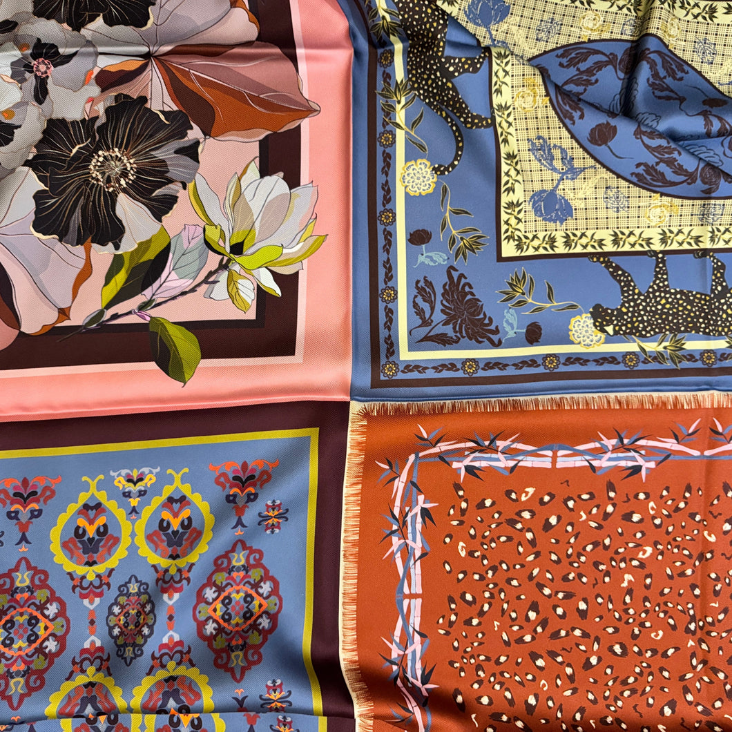 Franco Ferrari Square Fancy Silk Scarf