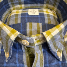 Load image into Gallery viewer, GMF 965 Light Brushed Cotton Shirt Blue/Lime Plaid
