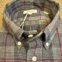 Load image into Gallery viewer, Hartford Brushed Cotton Shirt Green/Wine/Blue Plaid
