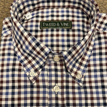 Load image into Gallery viewer, T&amp;V Classic BD Shirt Blue/Burg/Navy Cotton Check
