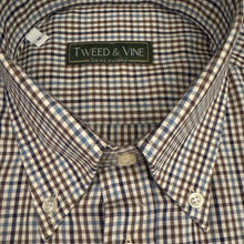 Load image into Gallery viewer, T&amp;V Classic BD Shirt Blue/Brown Cotton Check
